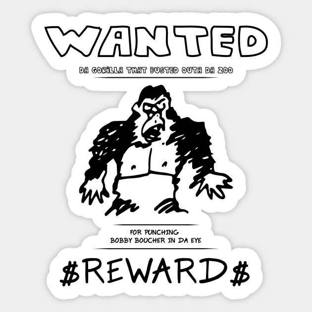 Wanted Gorilla - The Waterboy - Light Sticker by straightupdzign